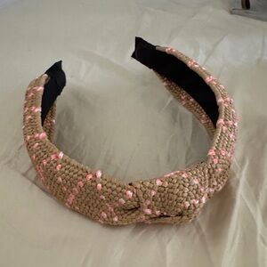Braided Tan and Pink Accent Headband